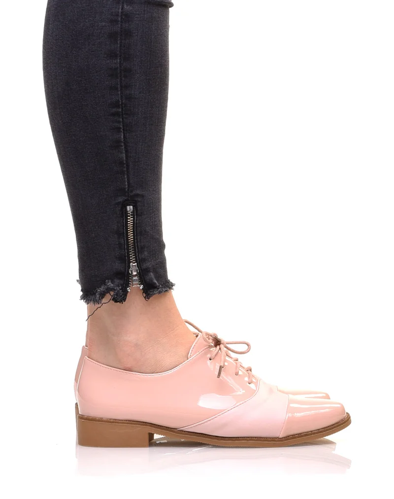 Derbies bi matières roses