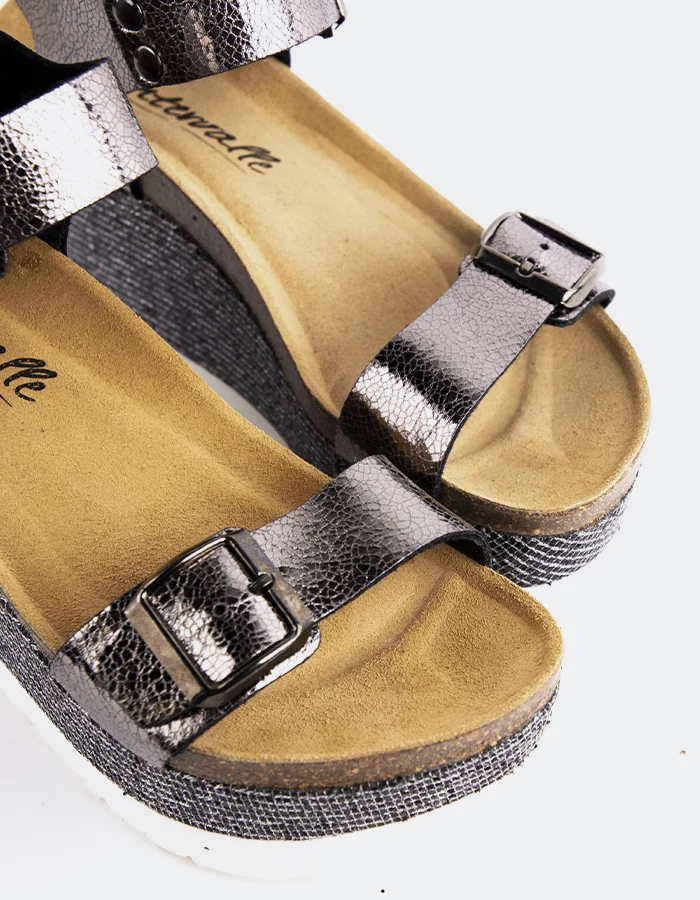 Goldie Pewter Cracked Leather
