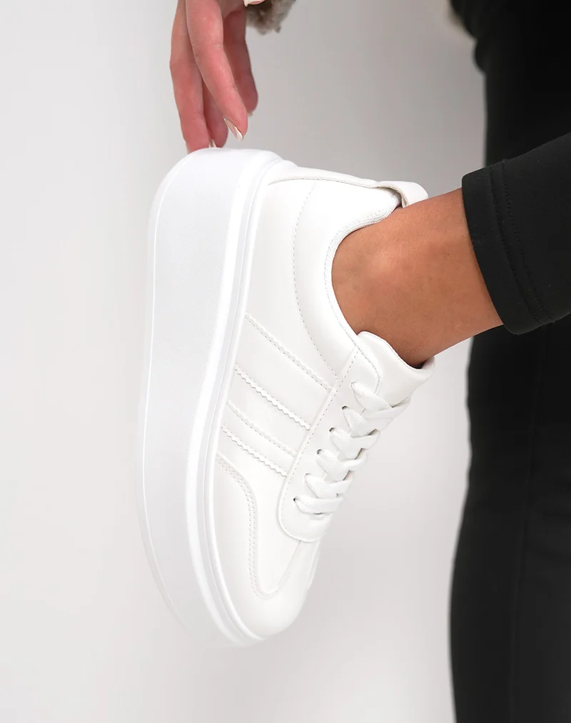 Basket femme blanche tendance avec plateforme épaisse