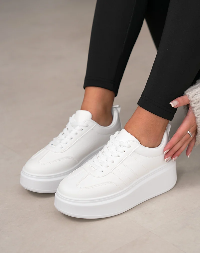 Basket femme blanche tendance avec plateforme épaisse