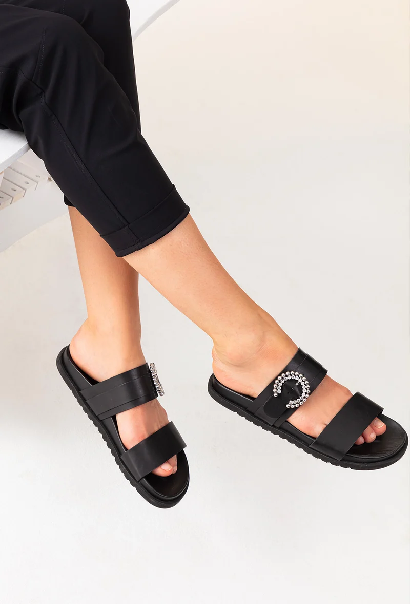Sandales Victor noires en cuir
