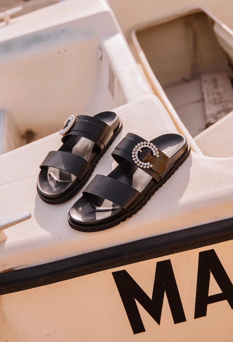 Sandales Victor noires en cuir