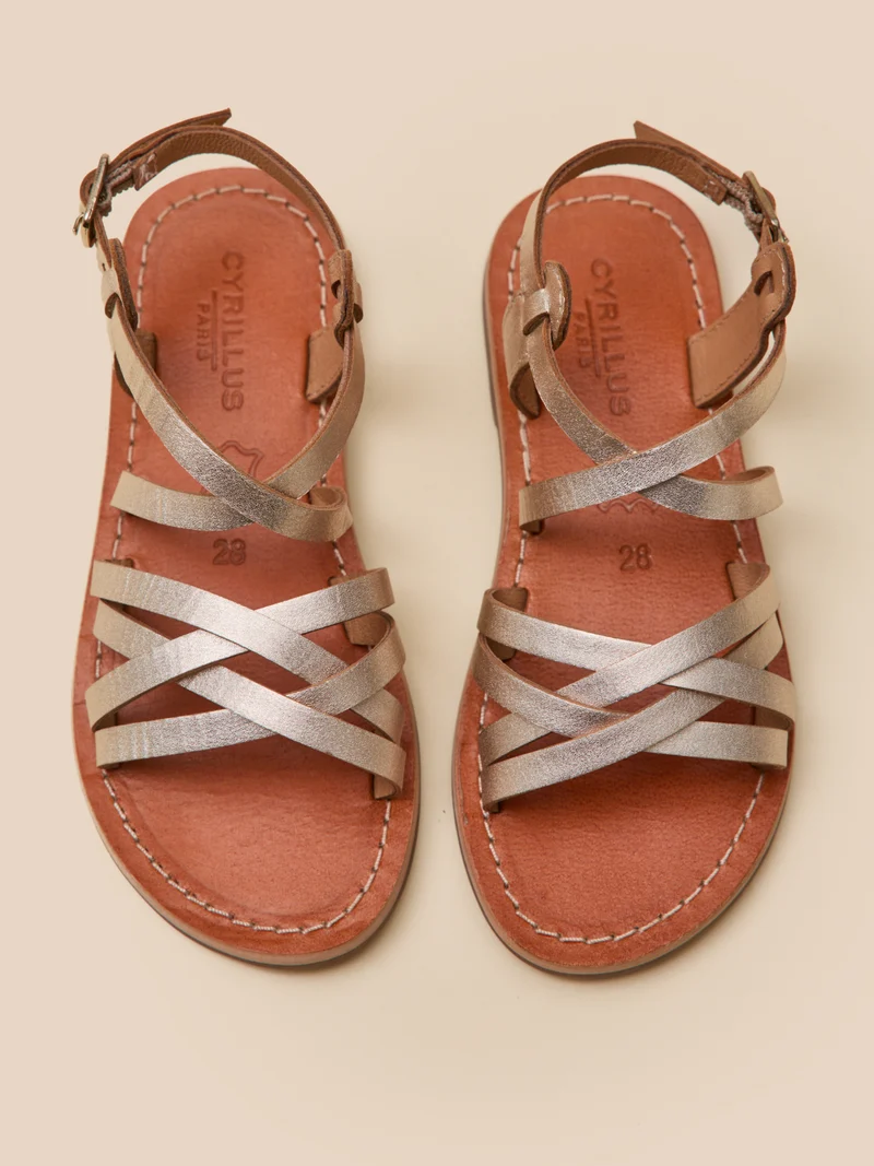 Sandales dorées Fille en cuir