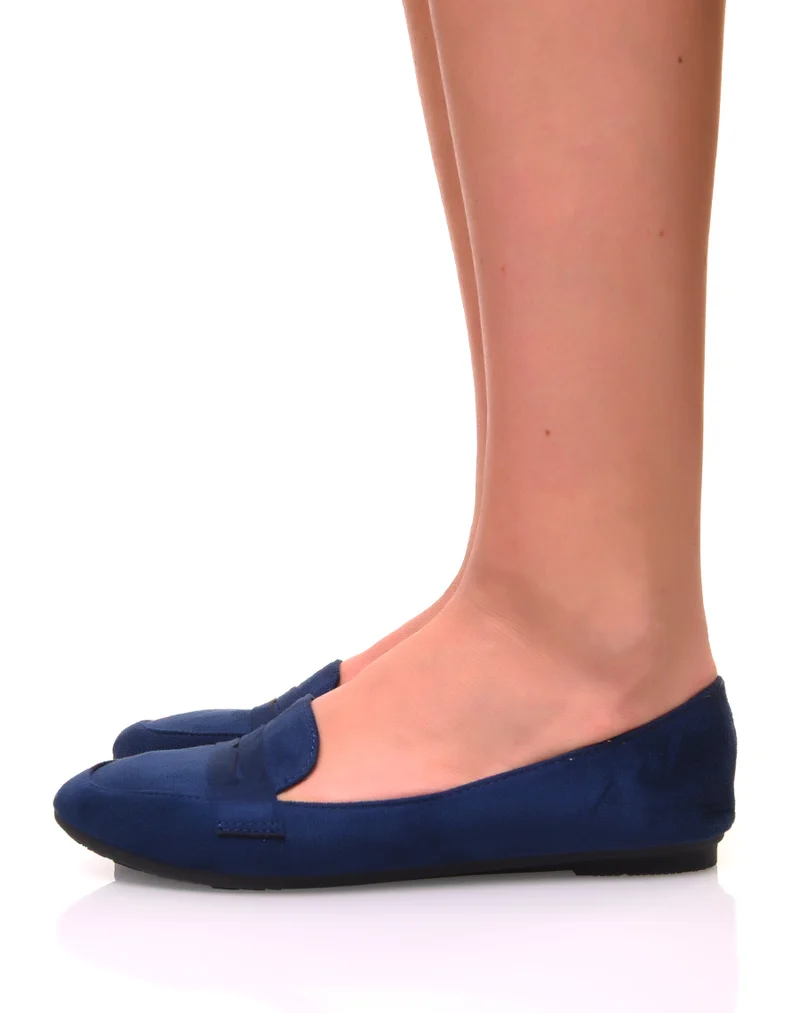 Mocassins en suédine bleue marine