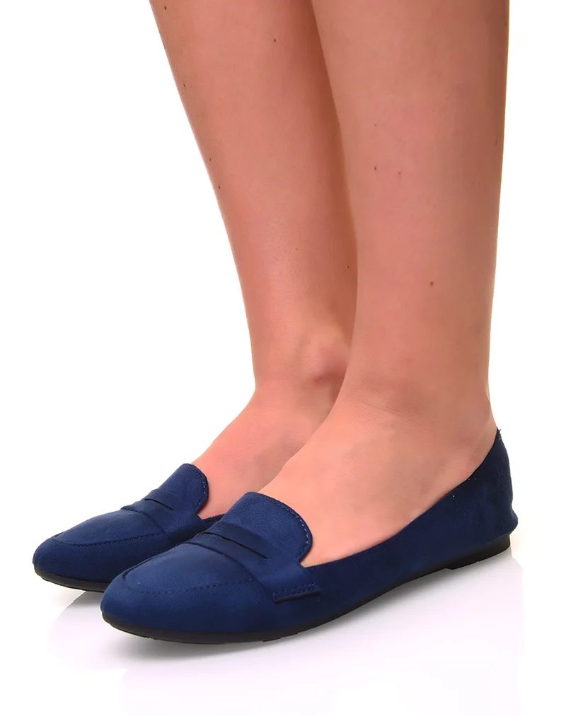 Mocassins en suédine bleue marine
