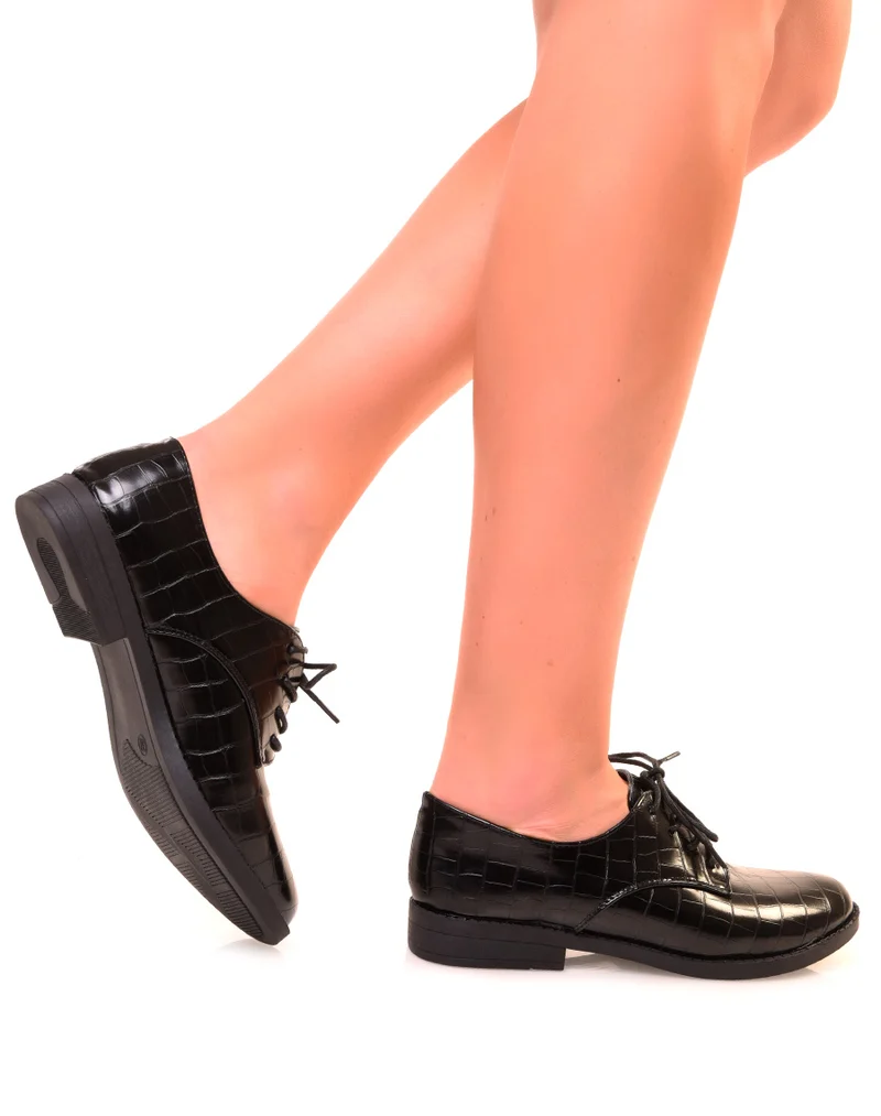 Richelieus noires effet croco