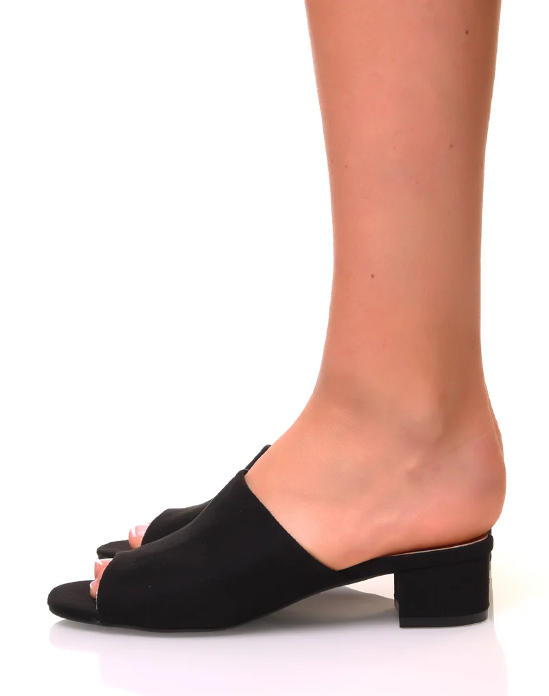 Mules ouverte en suédine noire