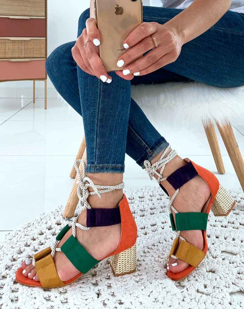 Sandales à talons multicolore