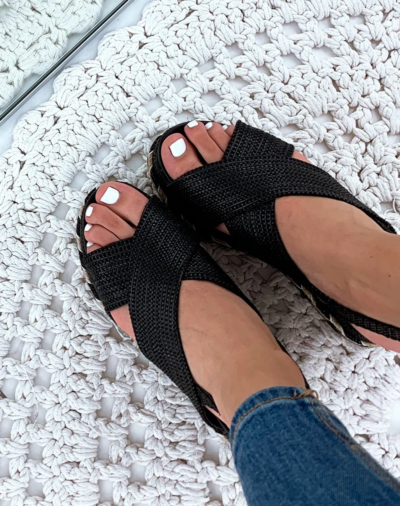Espadrilles compensées gaufrées noires