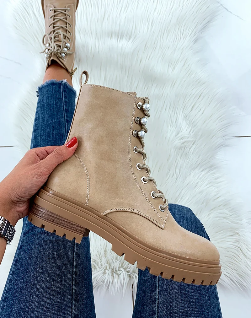Bottines montantes beiges