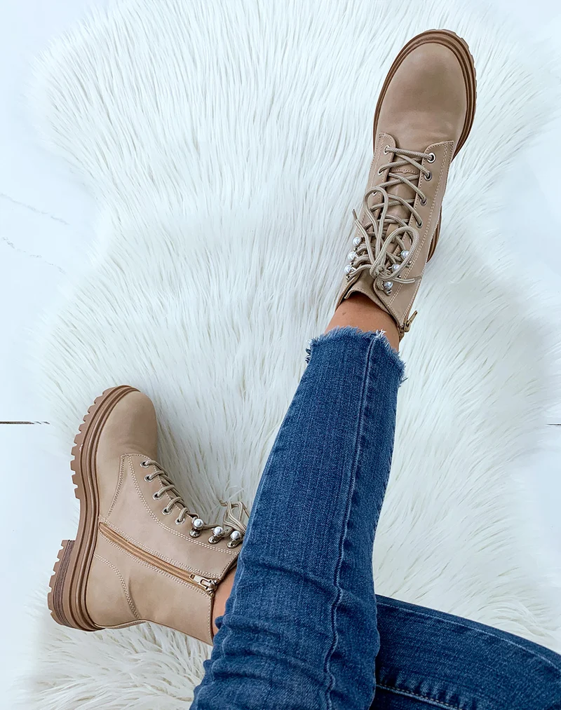 Bottines montantes beiges