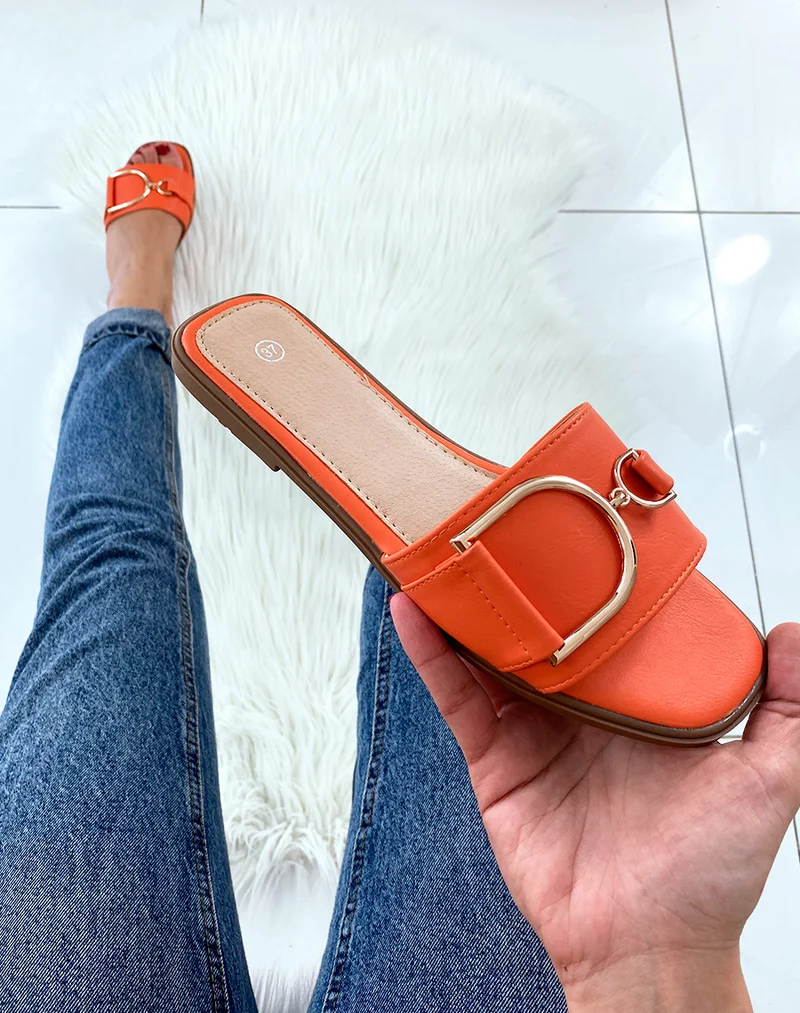 Mules Orange à grosses boucles