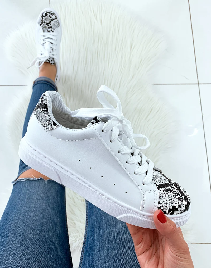 Baskets blanches snakeskin