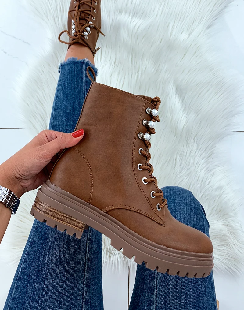 Bottines montantes camel