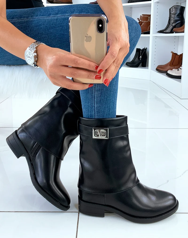 Bottines hautes noires style Shark