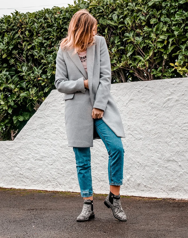 Chelsea boots noir imprimé serpent
