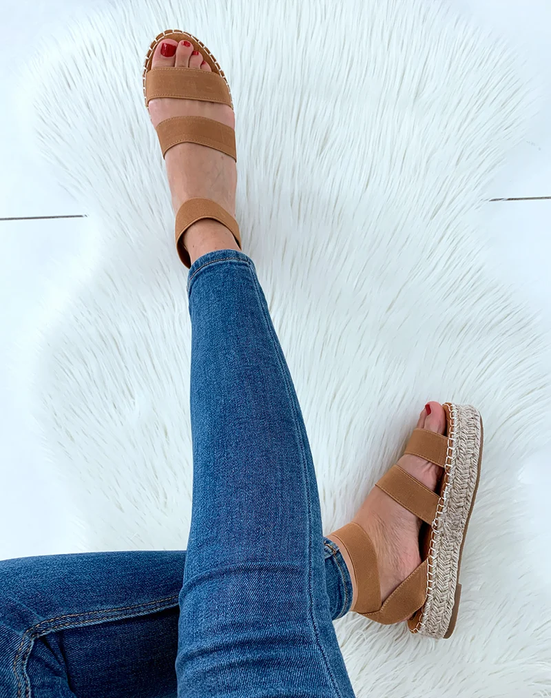 Espadrilles compensées camel