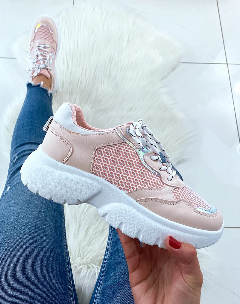 Baskets pink détail holographique