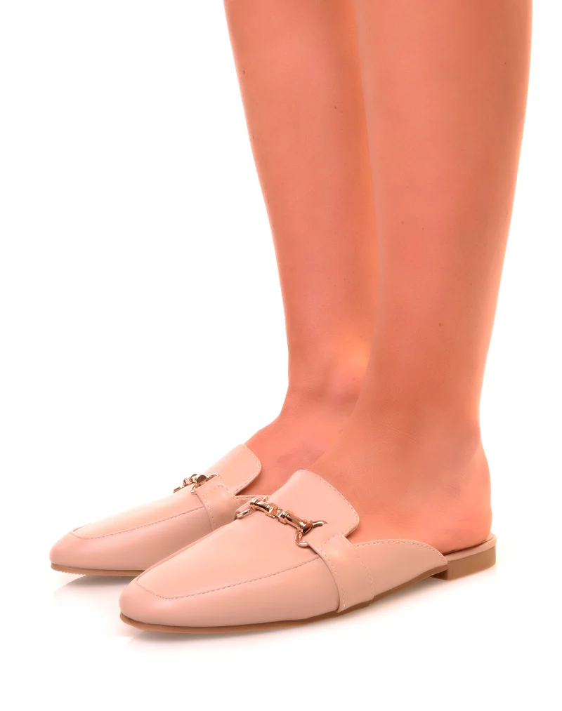 Mocassins en similicuirs beiges ouverts