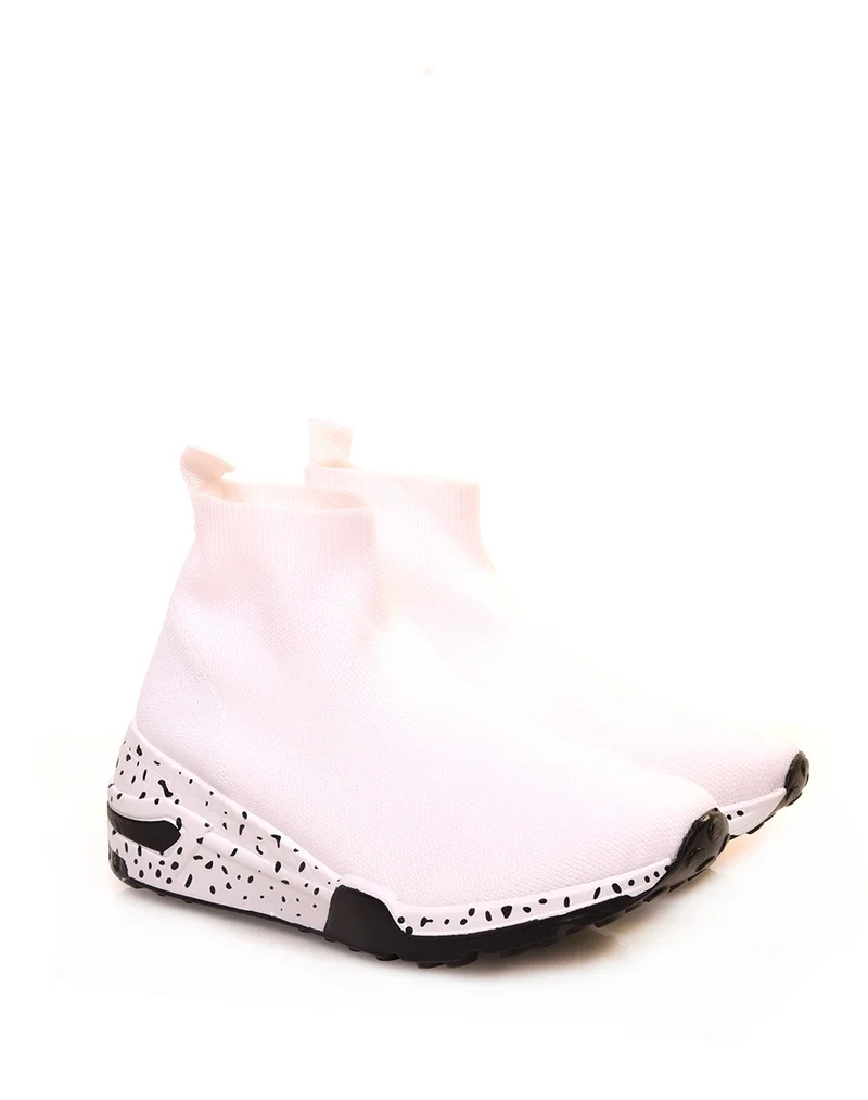 Baskets blanches en forme de chaussettes à semelles fantaisies
