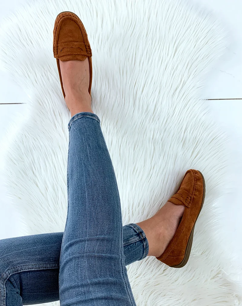 Mocassins camel en suédine