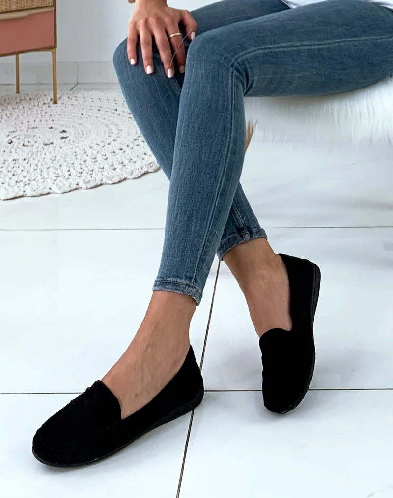 Mocassins noirs en suédine