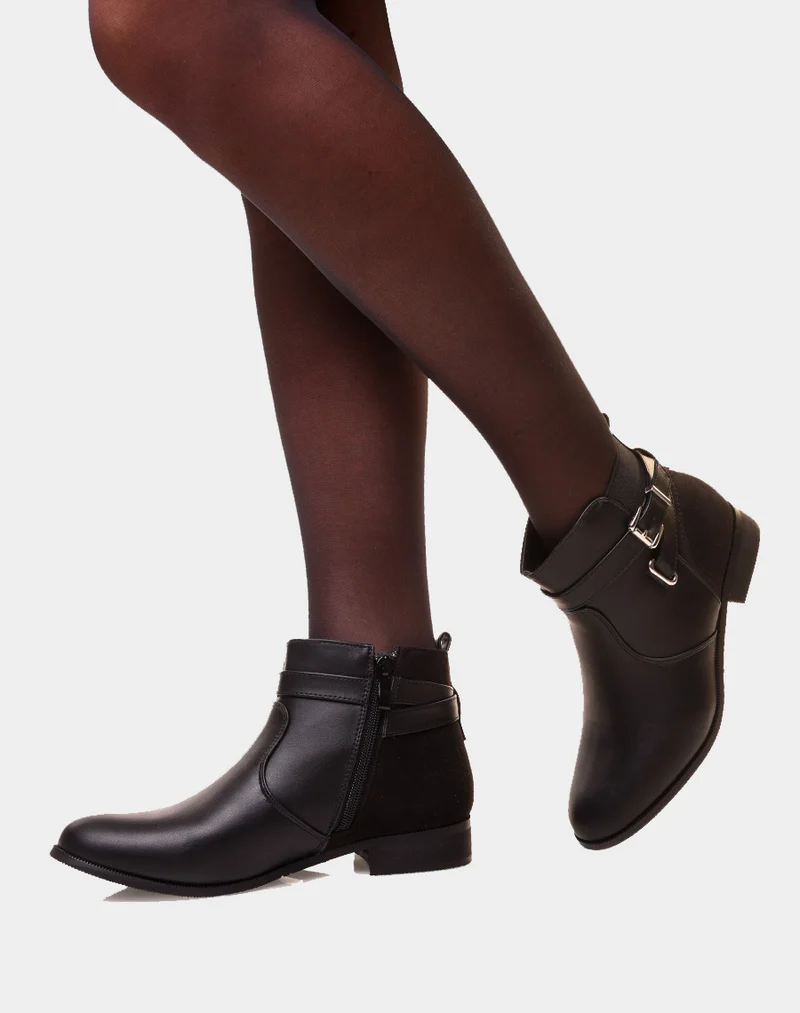 Bottines noires basses bi-matières