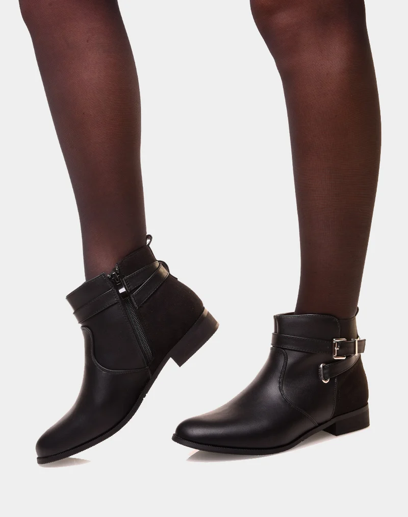Bottines noires basses bi-matières