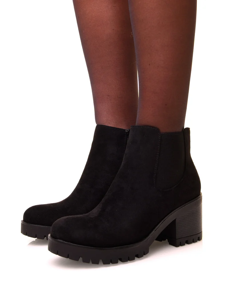 Chelsea boot noires en suédine à semelle crantée