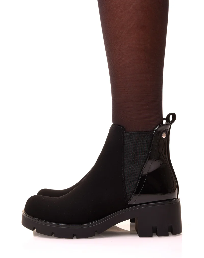 Bottines bi-matières noires