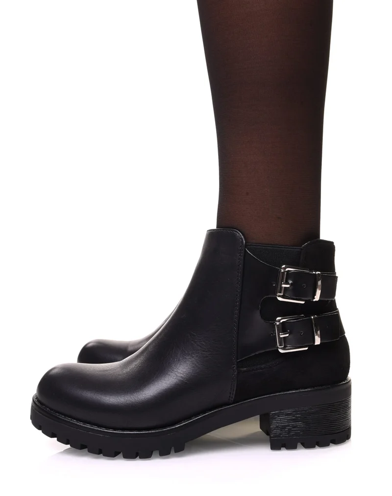 Bottines noires à semelle crantée