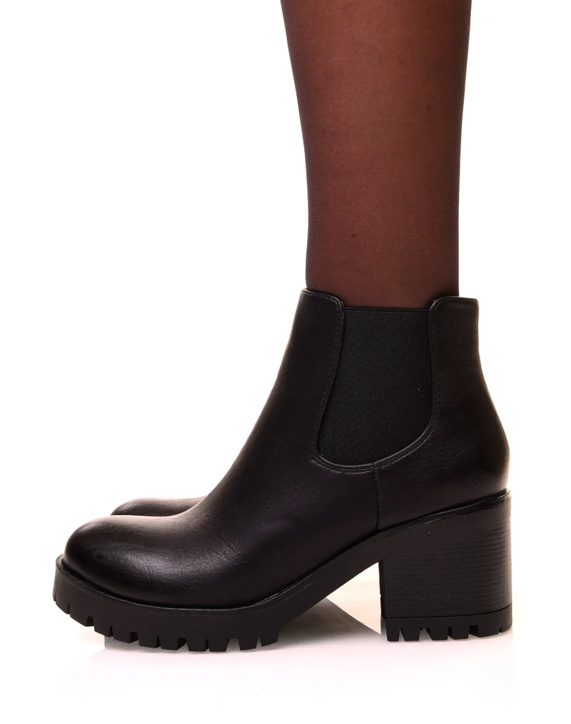 Chelsea boots noires à semelles crantées