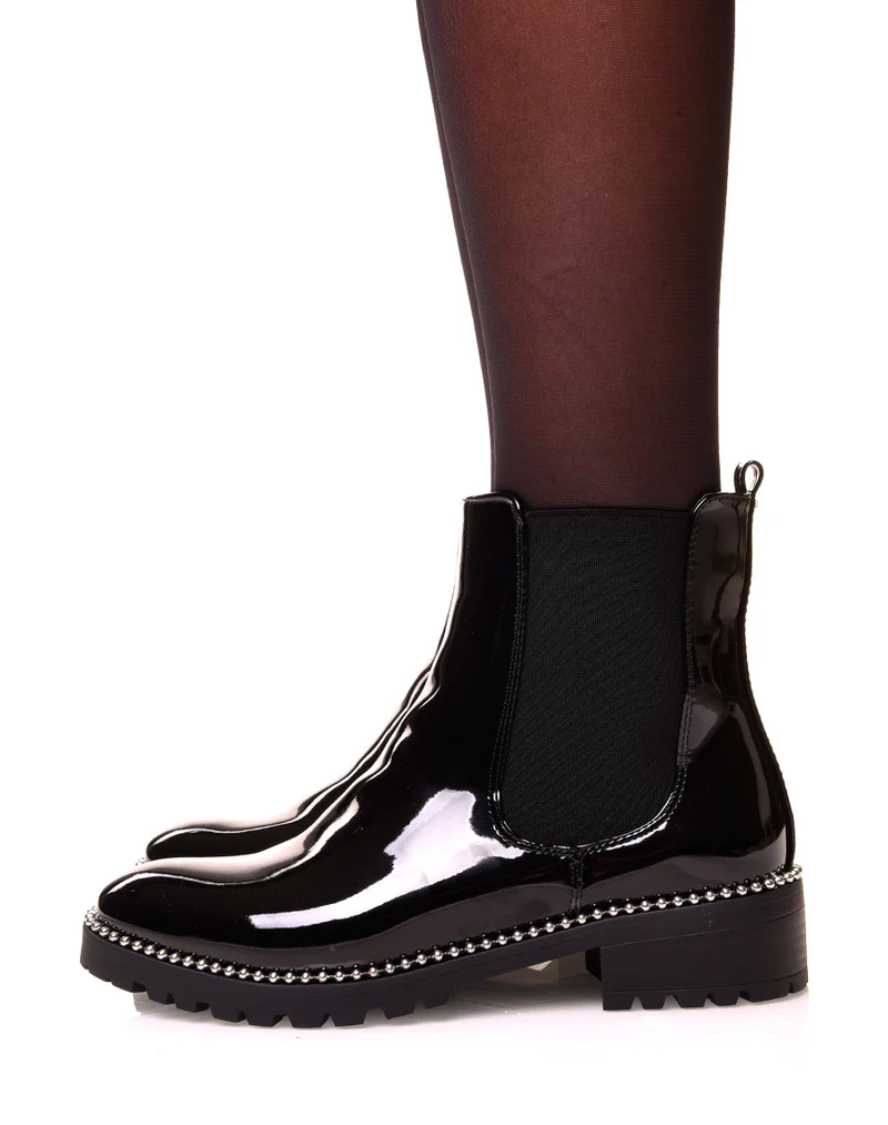 Chelsea boots vernis à clous argentés
