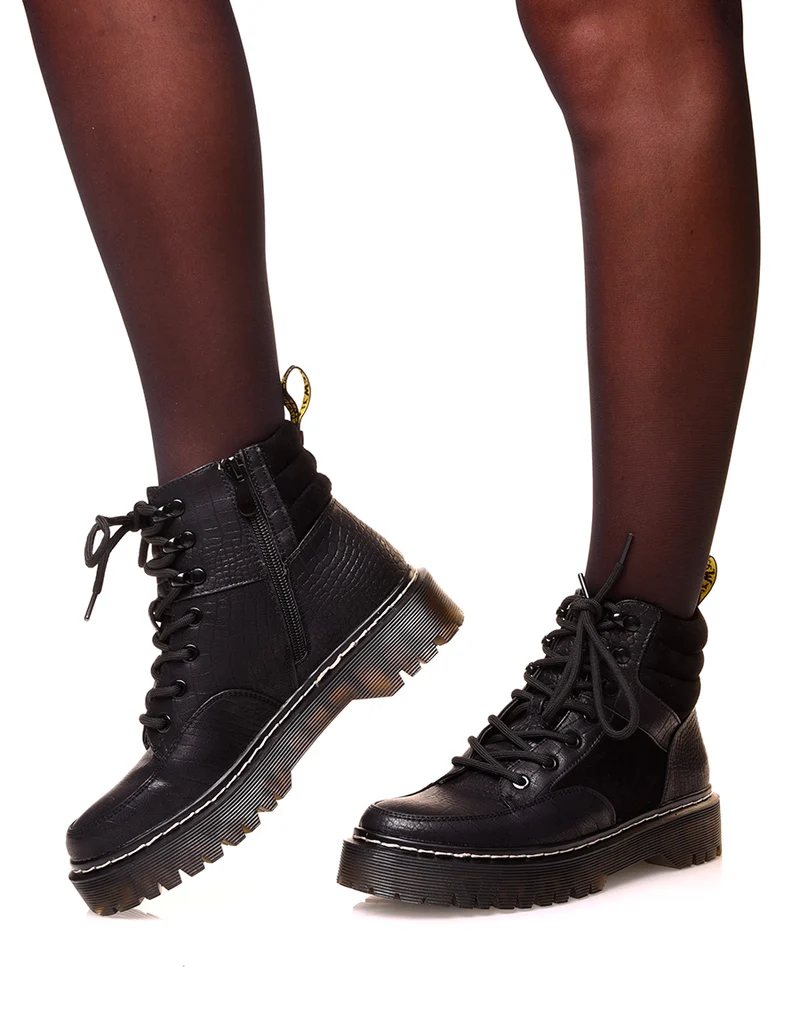 Bottines à semelle épaisse bi matières