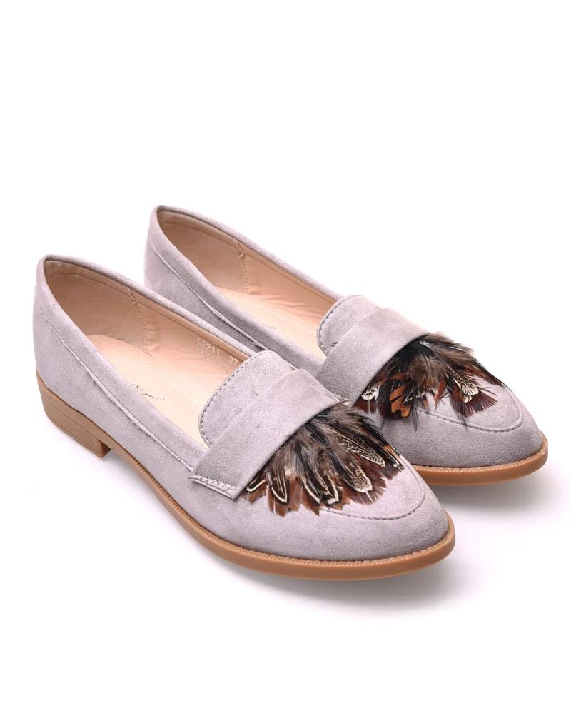 Mocassins gris en suédine