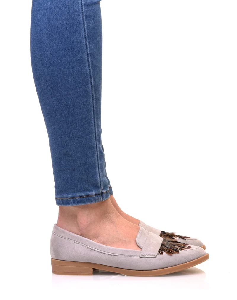 Mocassins gris en suédine