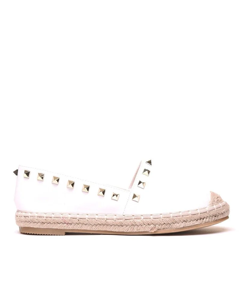 Espadrilles blanches à bout et semelle tressés