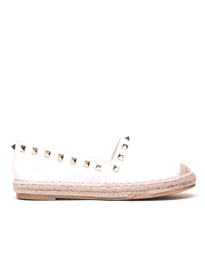 Espadrilles blanches à bout et semelle tressés