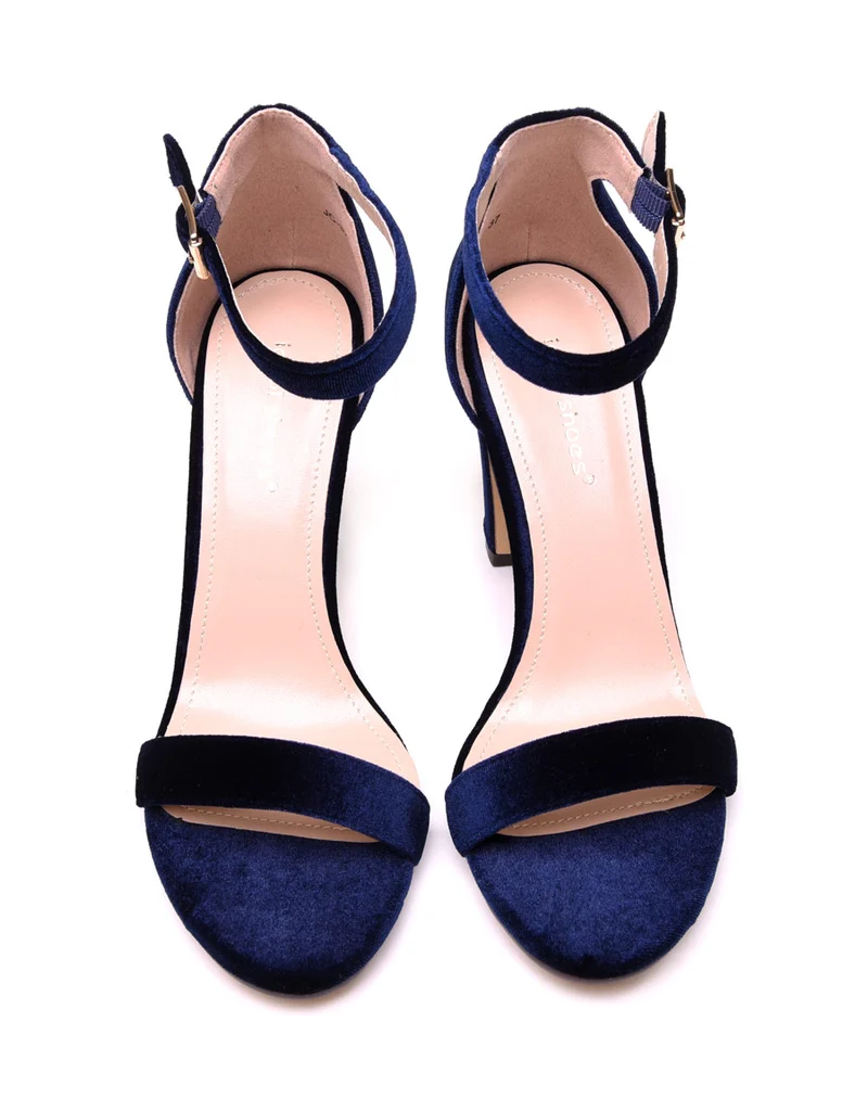 Sandales en velours bleues nuit à talons