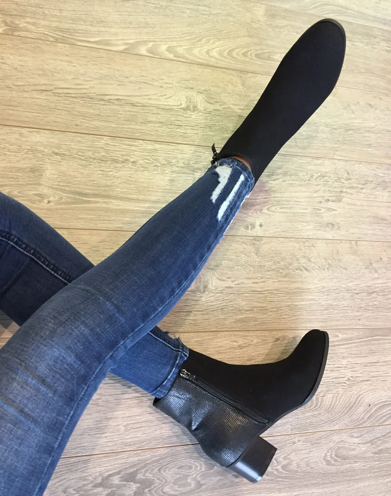 Bottines bi matières noires