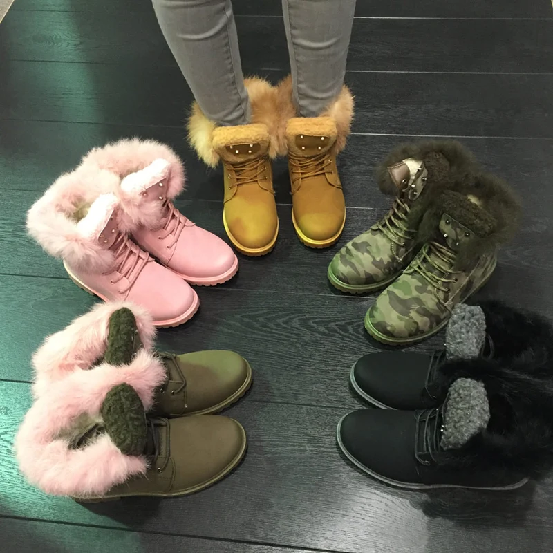 Chaussures montantes à lacets & fourrées noires