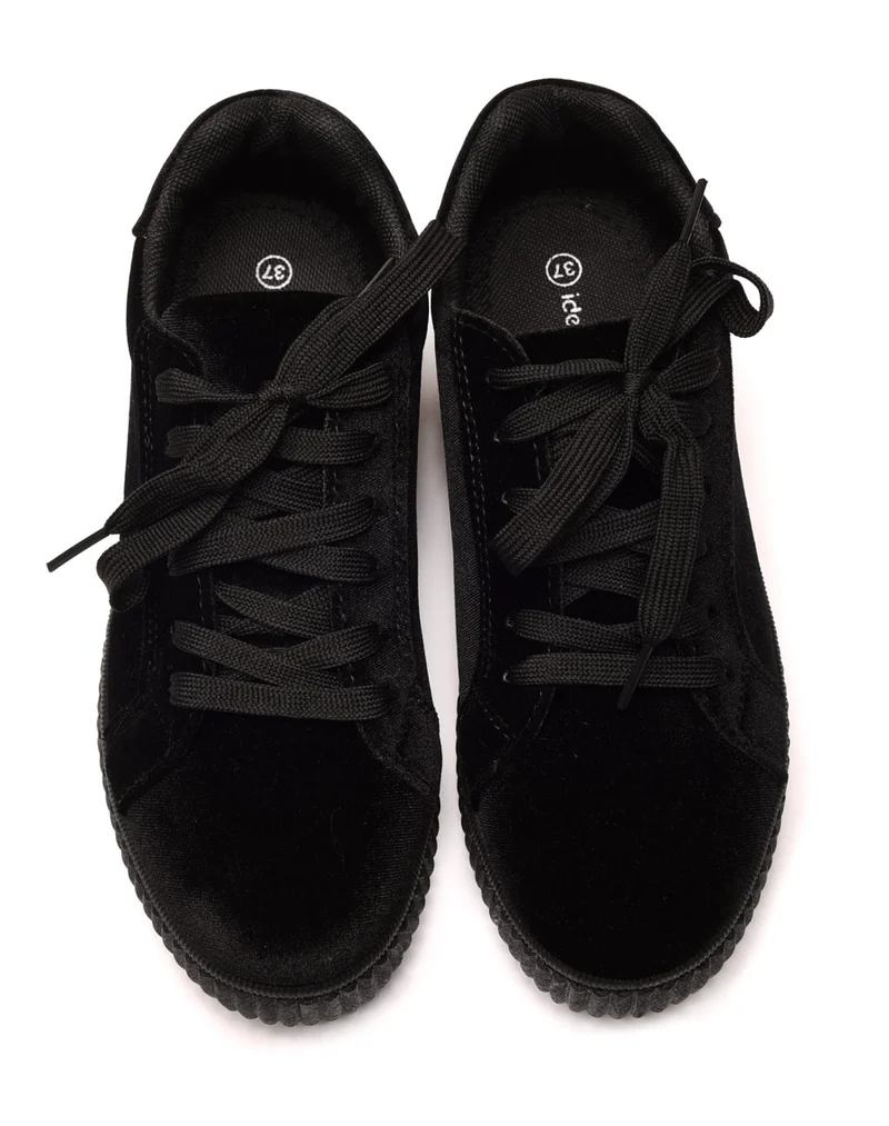 Baskets basses noires en velours