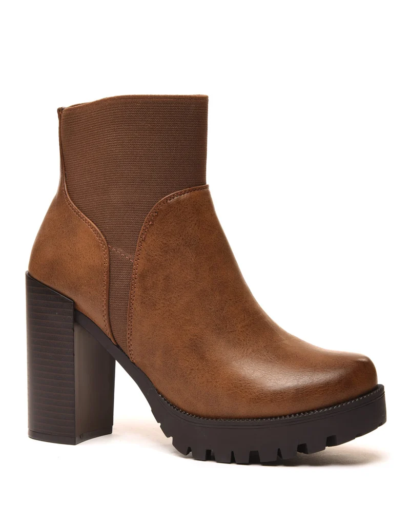 Bottines Chelsea à talons hauts camelles
