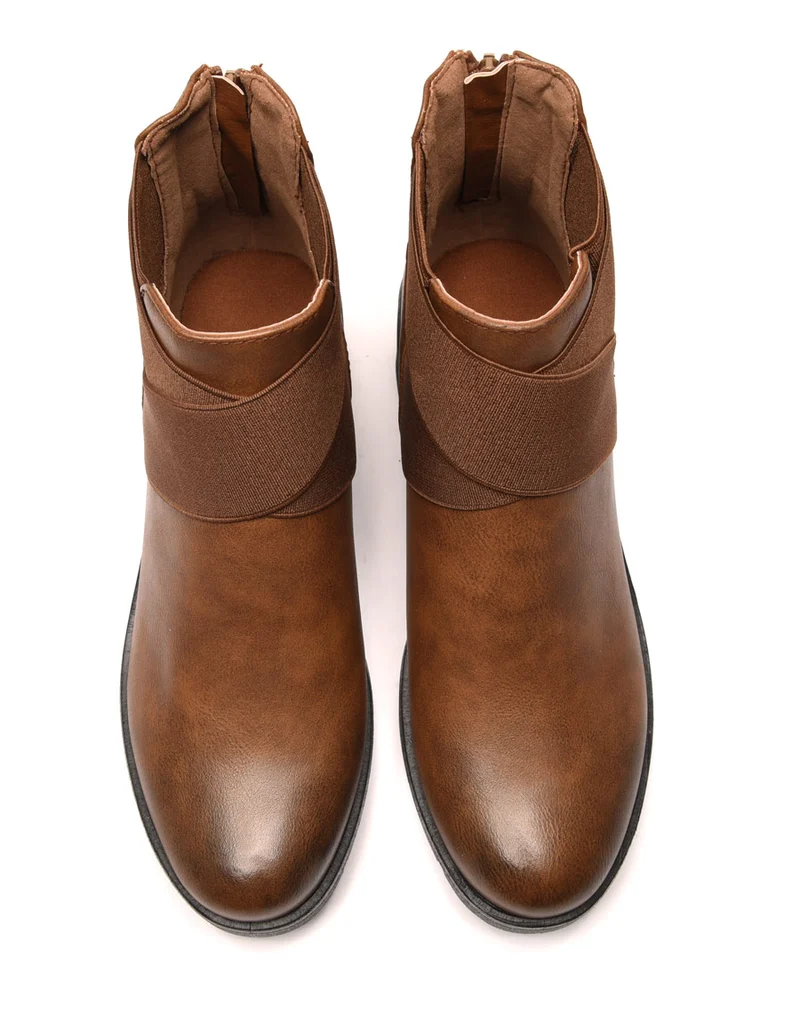 Chelsea boots camelles à élastiques croisés