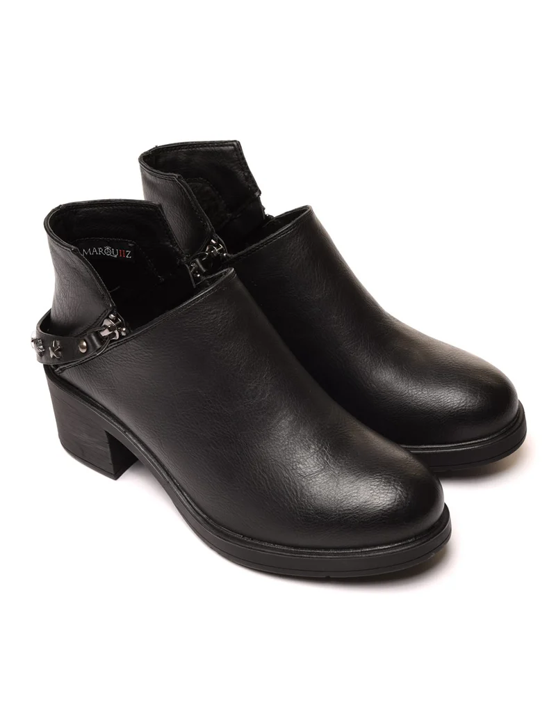 Bottines noires basses ajourées par fermetures éclairs