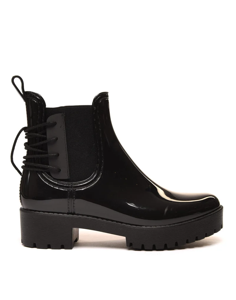 Bottines de pluie noires avec lacet