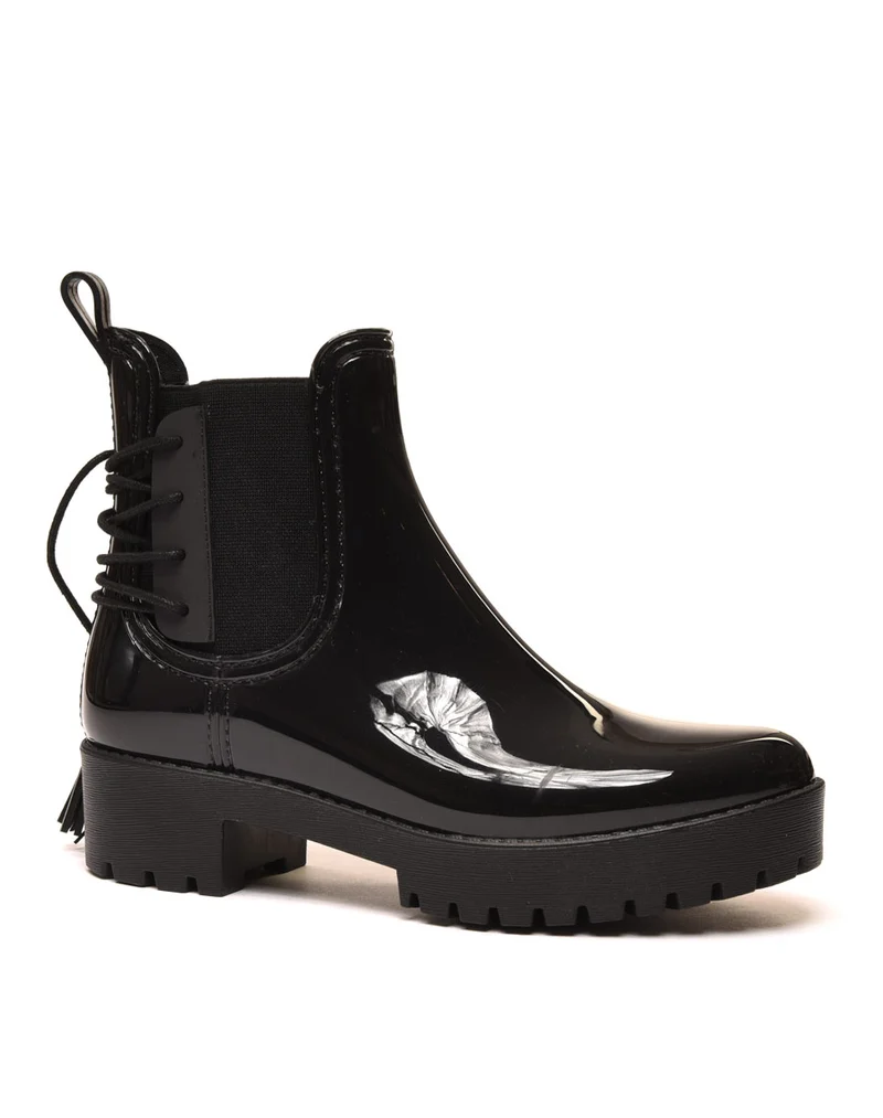 Bottines de pluie noires avec lacet
