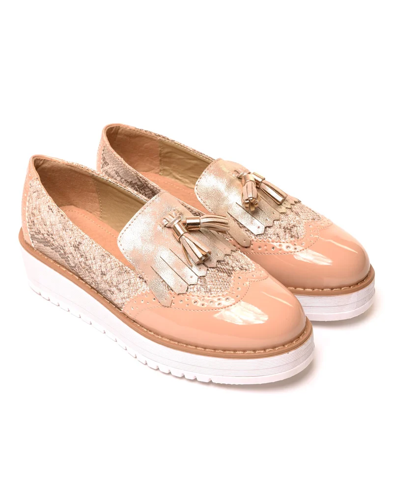 Derbies rose pâle à semelle épaisse