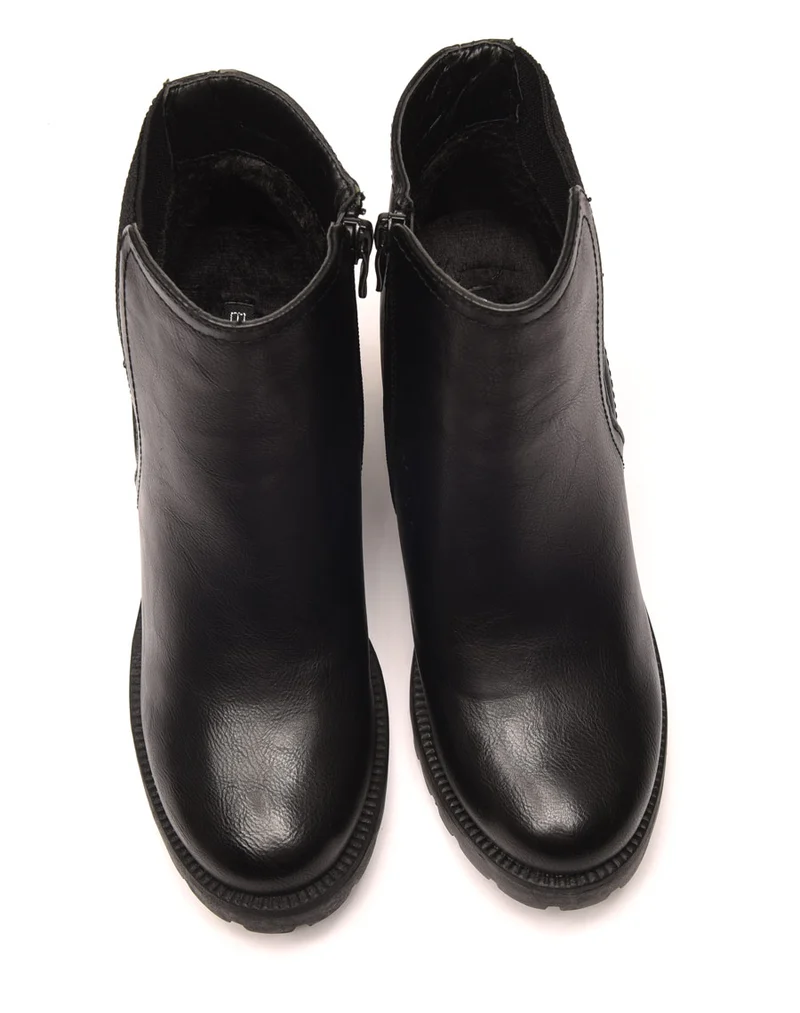 Chelsea boots à talons mi hauts noir