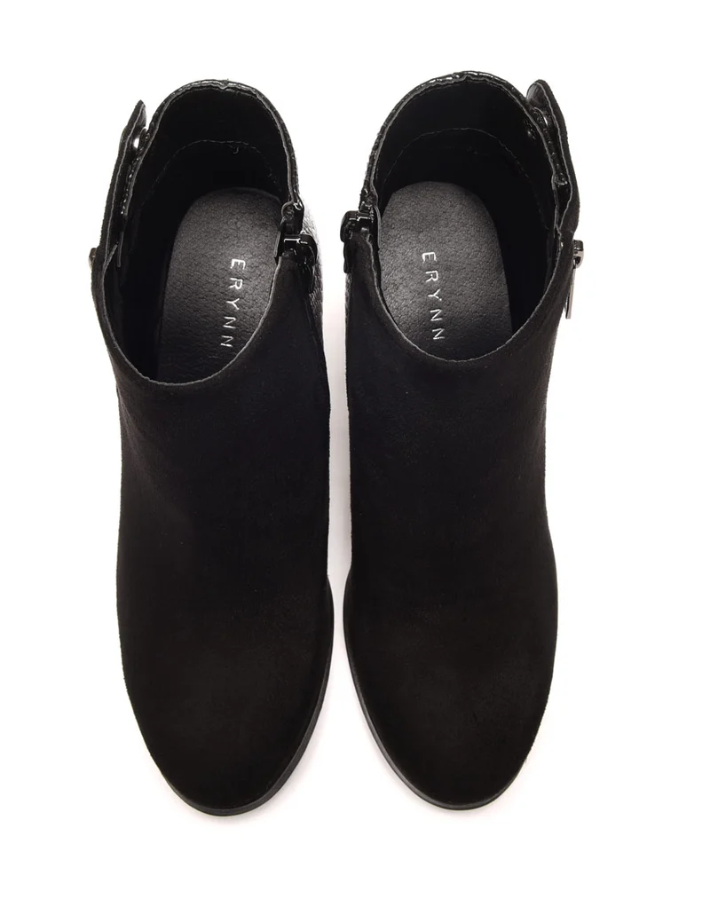 Bottines à talons noires & motif python